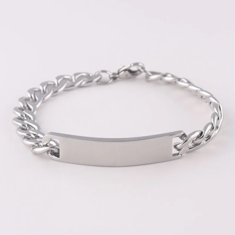 

New design Mens Stainless Steel ID Bracelet Steel Cuff Bracelet, Silver