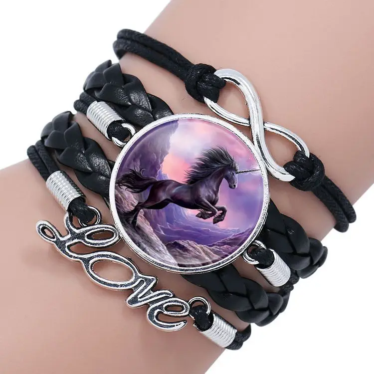 

hot sell time gemstone weaving multi layer horse bracelet