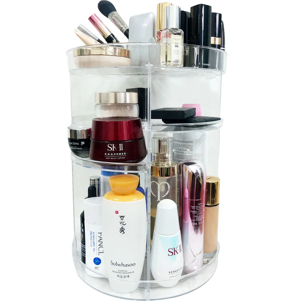 

New Plastic Cosmetic Storage Organizer 360 Acrylic Rotating Cosmetic Organizer Makeup Case, Transparent