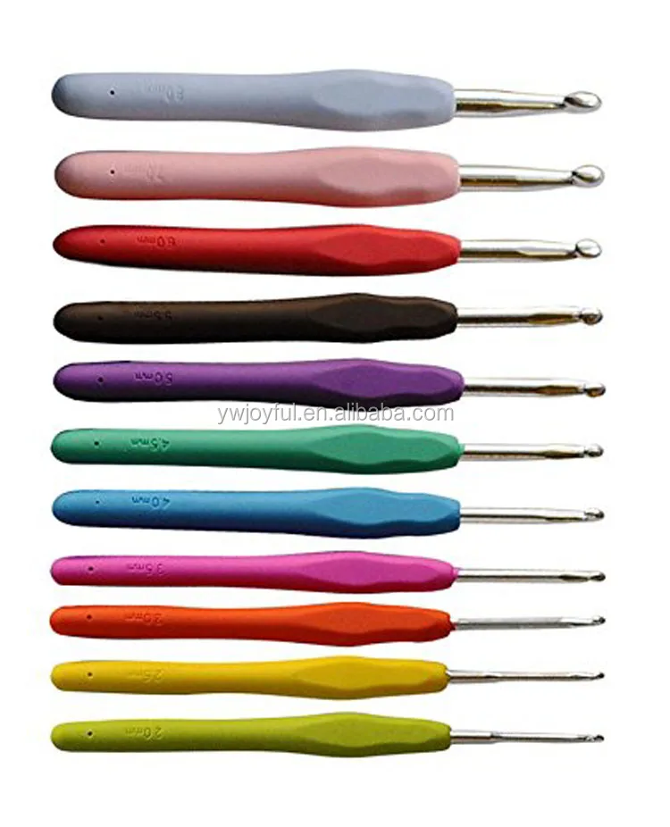 

New Arrival 11 Pcs Aluminum Crochet Hooks Ergonomic Set Soft Handle Crochet Hook Set with case