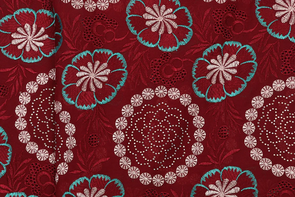 African Swiss Voile Lace in Switzerland 100% Cotton Fabric Lace with Stones for Nigerian Women Dress XZ2638B
