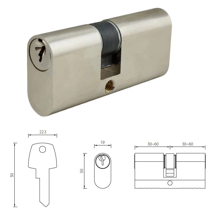 Double/Single Cam Design European Aluminum 70mm Door Lock Cylinder