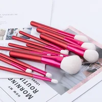 

Real Goat Hair Brush Makeup Natural Hair High Quality 12pcs Makeup Brush Set Hot Red Beauty Brush Makeup Set