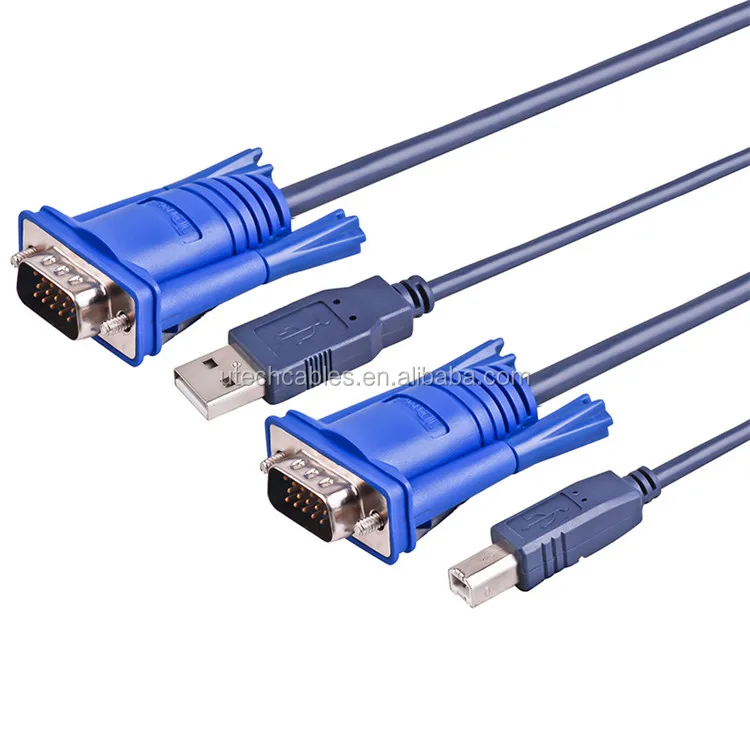 5ft/1.5m Usb Vga Kvm Switch Computer Cable,15 Pin Vga Cable Male To