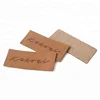 Cheap Custom Debossed Name Logo Brown Genuine Leather Patches for Hat