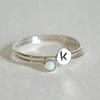 Customization opal ring 925 sterling silver letter K Stacking rings LYR0061