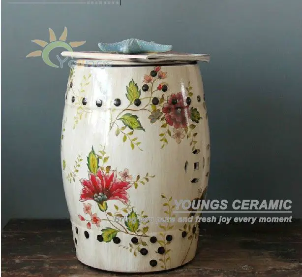 Hermoso blanco chino de la porcelana de cerámica flores de jardín