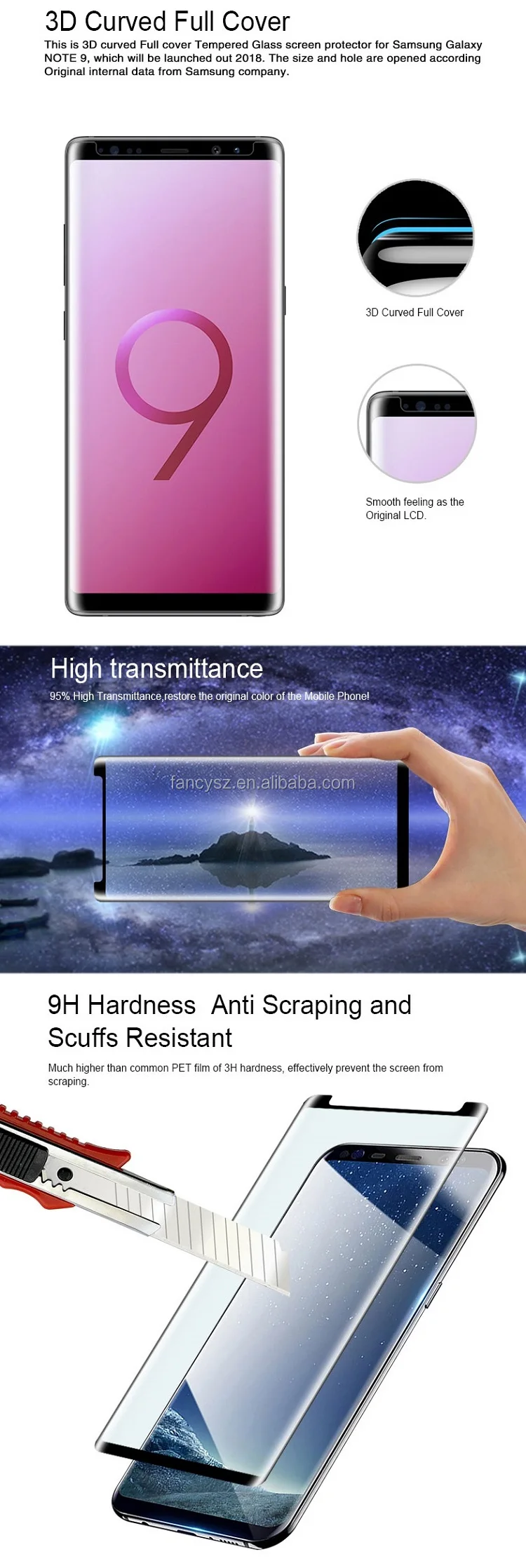 Film protection full écran PET 3D NON verre trempé Samsung Galaxy Note 9 6.4"