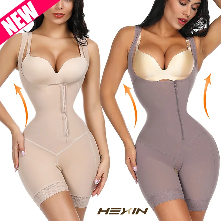 2019 Wholesale Flatten Tummy Large Size Wide Straps Bodysuit Anti-Curling Fat Burner Bodysuits Lingerie