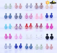 

Factory Wholesale Directly Cheap Cute 8mm+16mm Resin Ball Imitation Pearl Double Stud Earrings