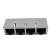 CON,RJ45,T/H,F,R/A,1x4PORT,63.8x13.1x15.7mm,10 100M,Au,G Y LED,SHLD