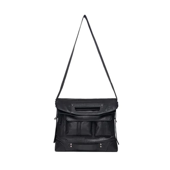 black leather side bag