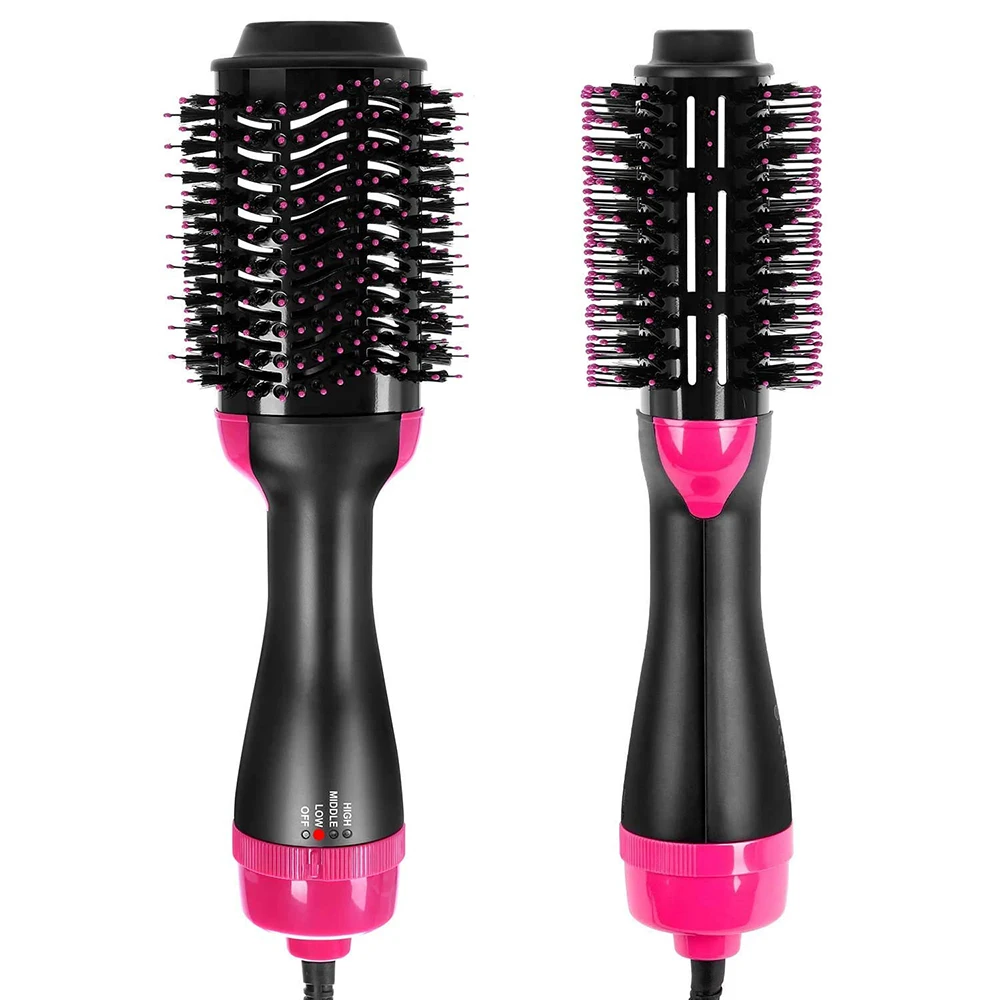 

2 in 1 Multifunctional Hair Dryer & Volumizer Rotating Hair Brush Roller Rotate Styler Comb Styling Straightening Curler, Black