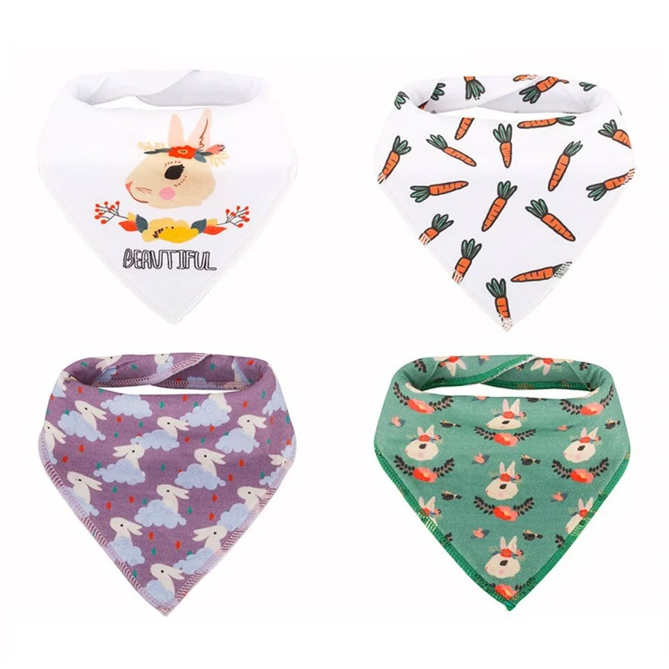 

Animal patterns Custom LOGO Anti-Bacterial soft printed baby bandana drool bibs