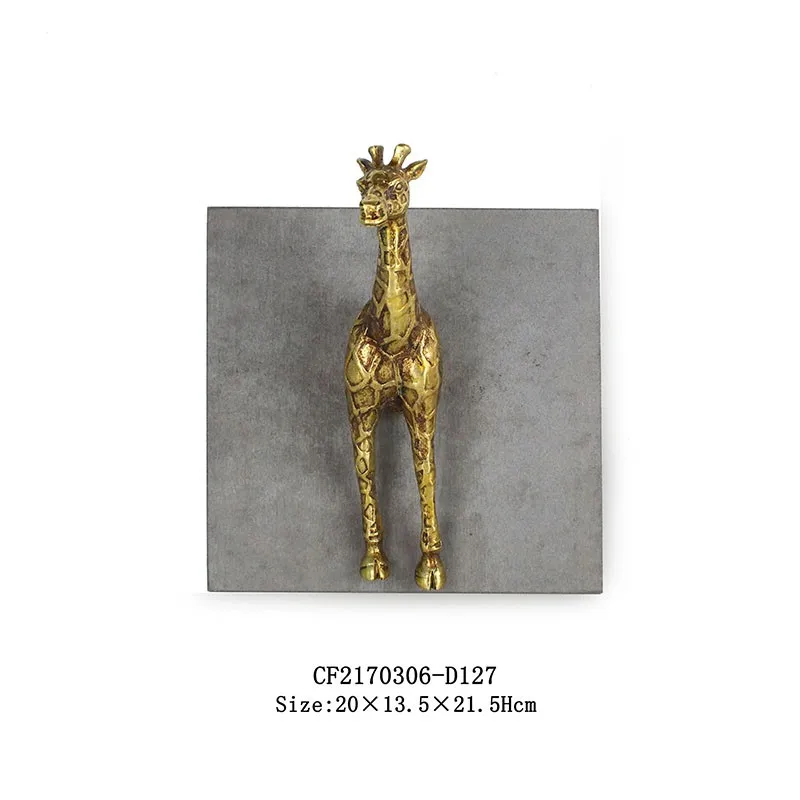 Resin Golden Animal Sculpture Craft Wall Stick 3D Wall Decor with Cement Board factory