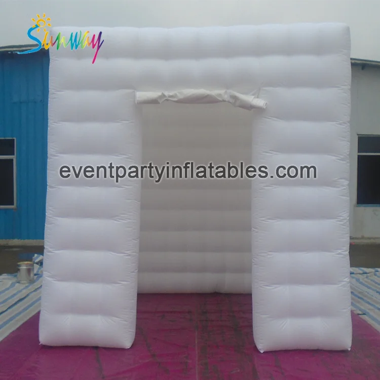 Wit 2 Deuren Opblaasbare Led Verlichting Photo Booth Tent Witte Opblaasbare Kubus Tent,Opblaasbare Tent Met Led