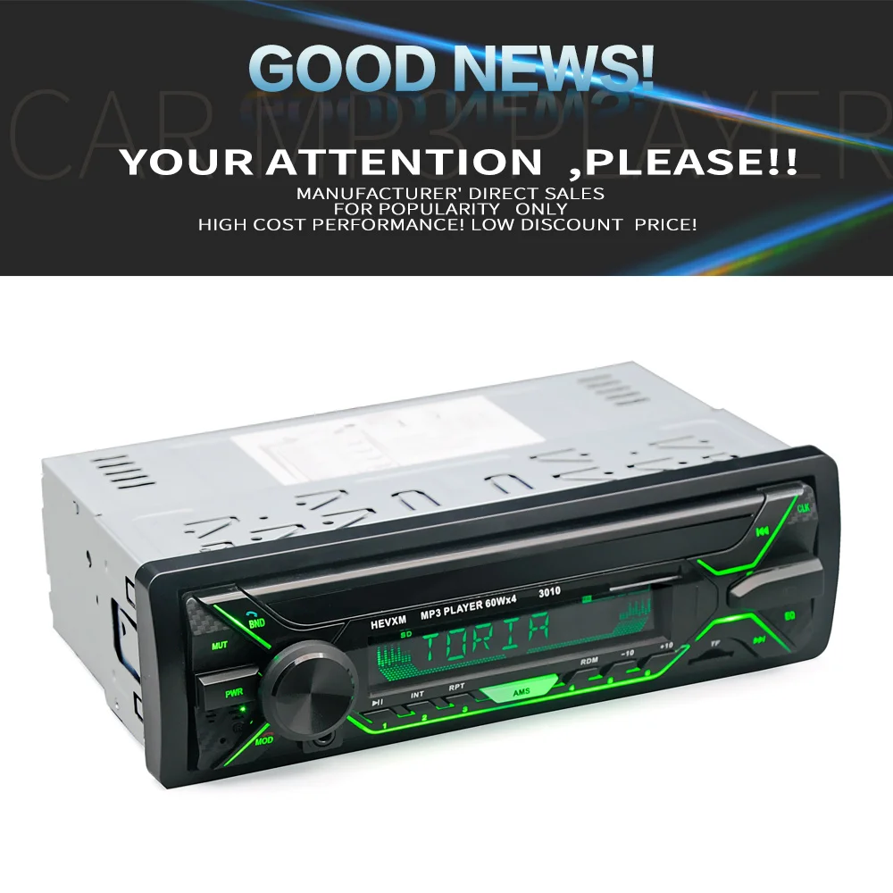 Car Auto Radio 1 Din 12vmp3 Player Fm Radio Receiver Support Aux Input