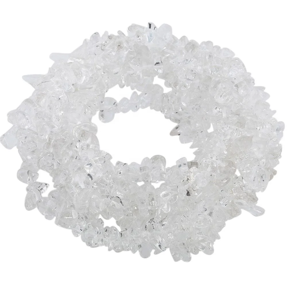 

Wholesale Rock Clear Quartz Tumbled Chip Stone Drilled Gravel Irregular Shaped Loose Beads 33", 100% natural color