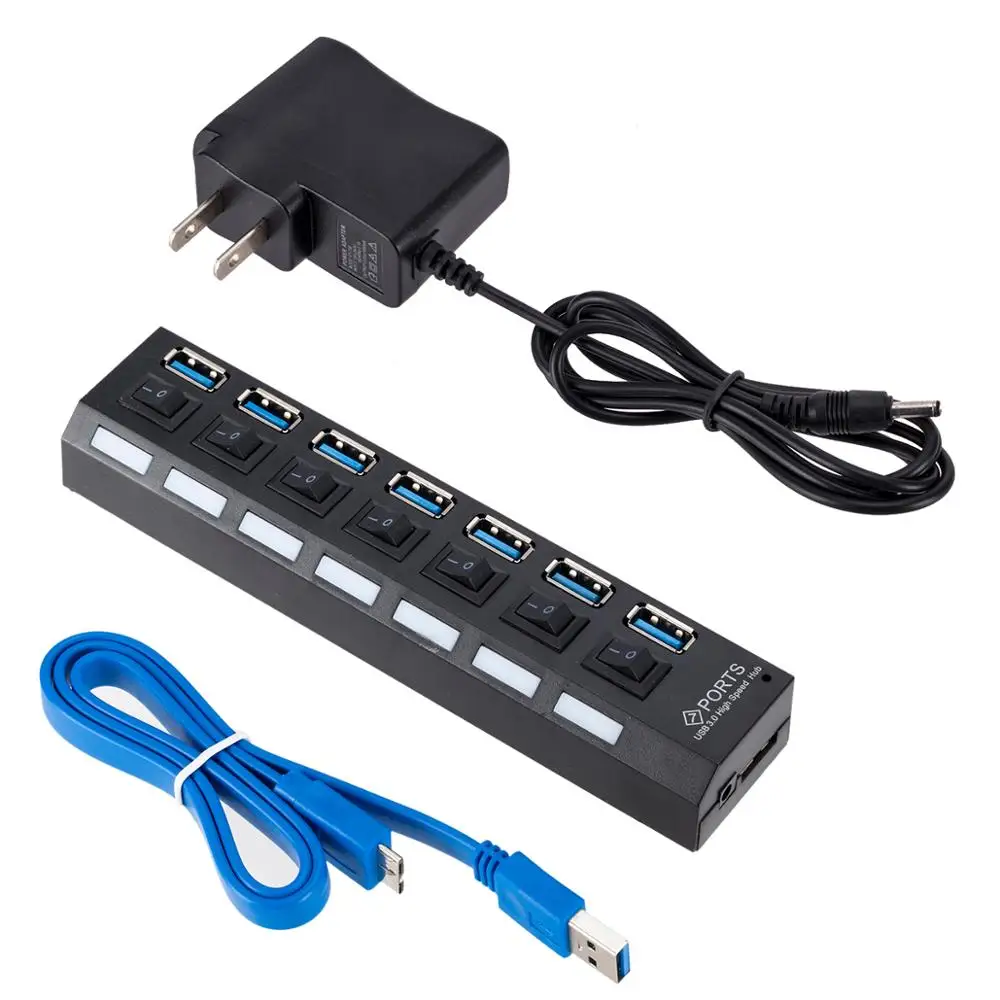 

High Speed usb hub 7 Port usb 3.0 hub with Power Adapter for computer
