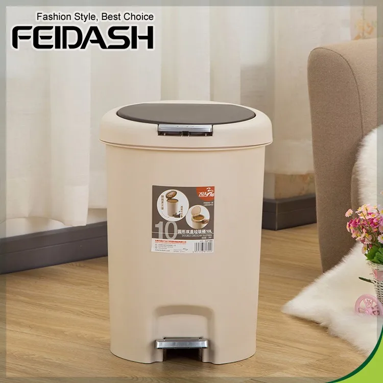 hot sale plastic dust bin with double lids trash bins with push lid and pedal
