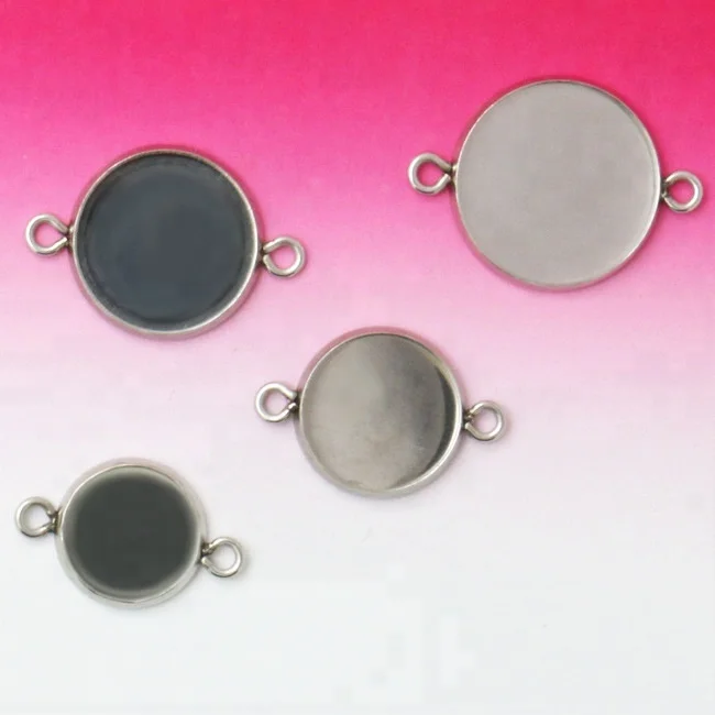 8-25mm Round Glass Cabochon Stainless Steel Bangle Base Bracelet Blank Tray Bezel Pendant Setting DIY Jewelry Findings