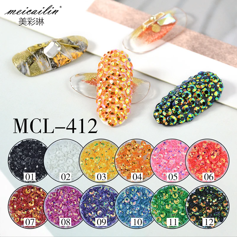 

Mixed Color Glitter Ultrathin Sequins Nail Art Sequin Set Sparkly Flakes DIY Tips Dazzling Paillette Nail Art Decorations, 12 color