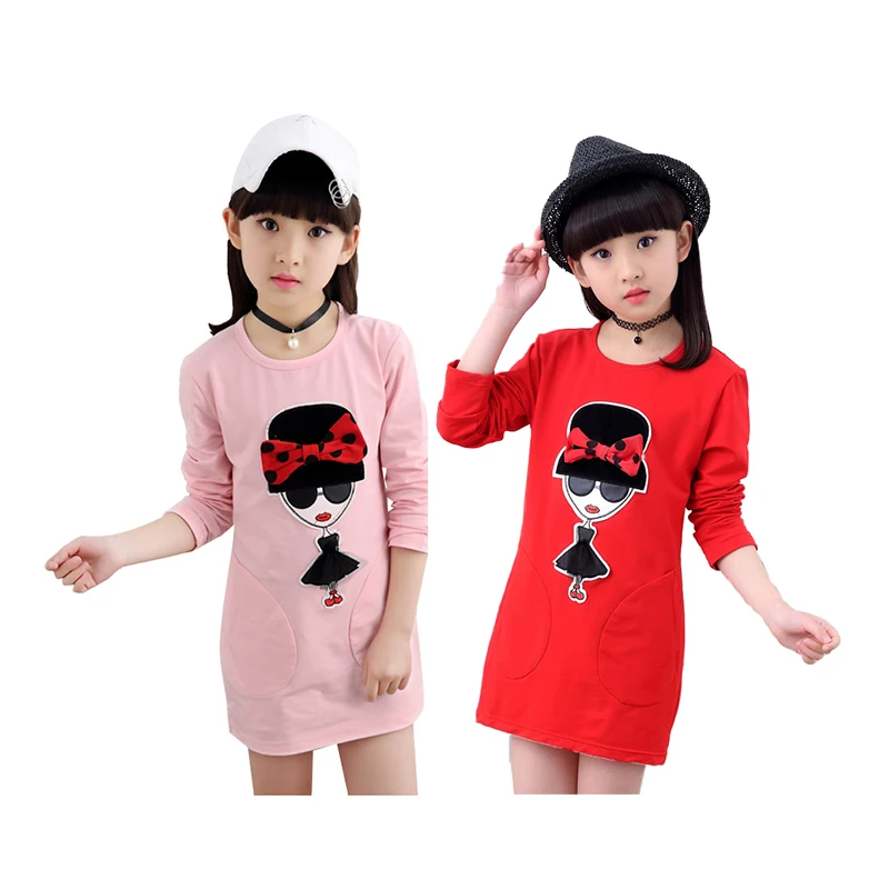 

DRHNTZ07G08 New design kids girl t shirt long sleeve t shirt for girl beautiful children T shirt, Pink;red;grey