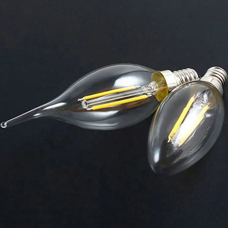 C35 e12 e14 360 degree clear tail LED candle bulb filament lamp bulb