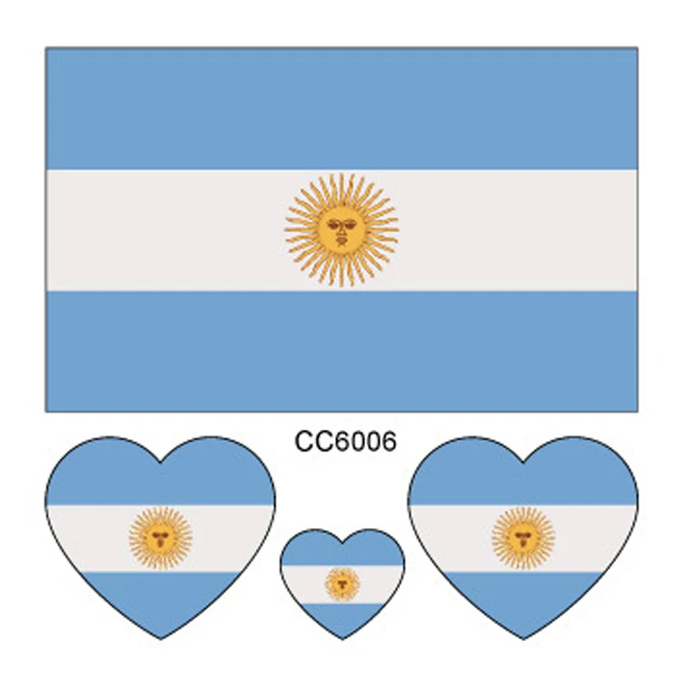 

Argentina country flag temporary tattoo