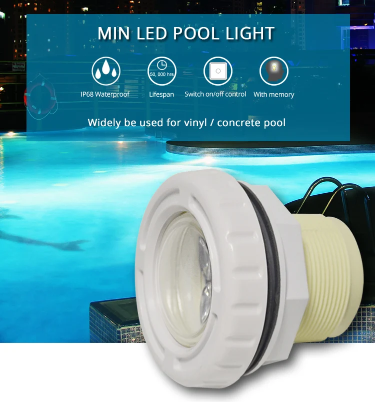Hotook Mini Led Pool Light 12v 3w Rgb Ip68 Waterproof Recessed Pool Lamp For Concrete Vinyl