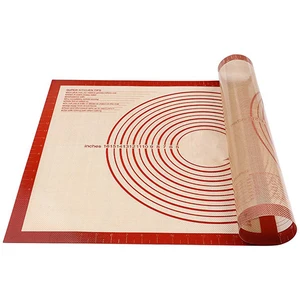 Image of Non-slip Extra Large Silicone Pastry Mat with Measurements Fiberglass Silicone Baking Mat