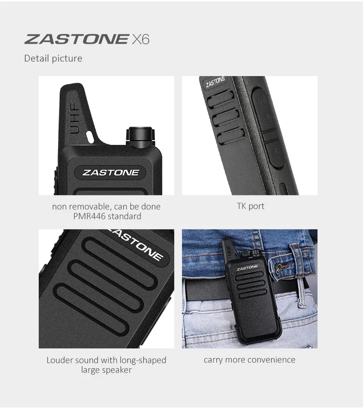 Zastone ZT-X6 3w walkie talkie UHF ham Radio 