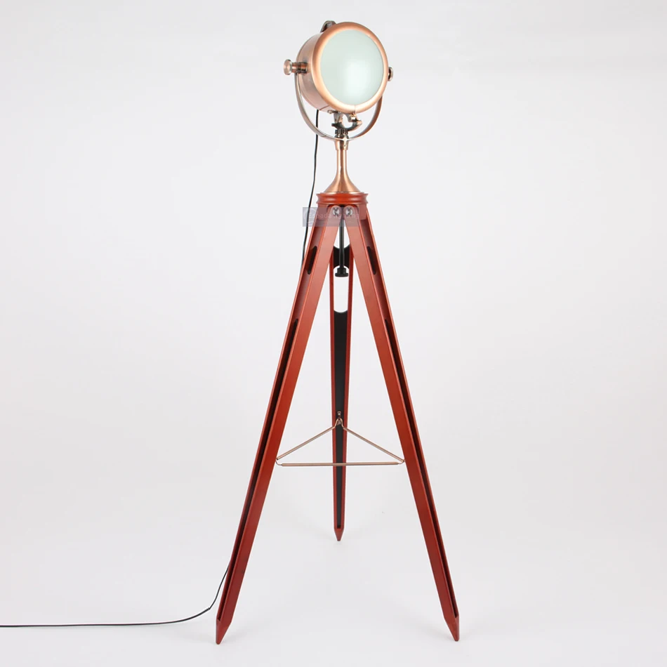 Antique Copper Tripod Floor Lamp, View 