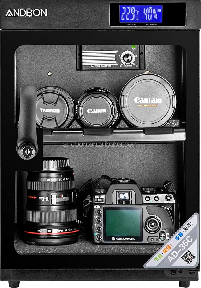 
ANDBON 30L LCD digital Display deshumidificador Dry Cabinet for Lens Camera 
