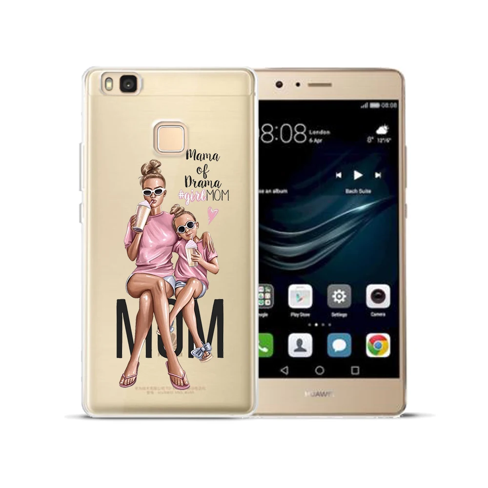 

Brown Hair Baby Mom Girl Queen Soft TPU Cover For Coque Huawei P8 P9 P10 Plus P20 P30 Lite Mate 10 20 Lite Pro Silicon Case Capa