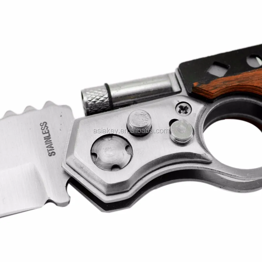 Gun Shaped Led Flashlight Folding Pocket Knife With Lighter Buy