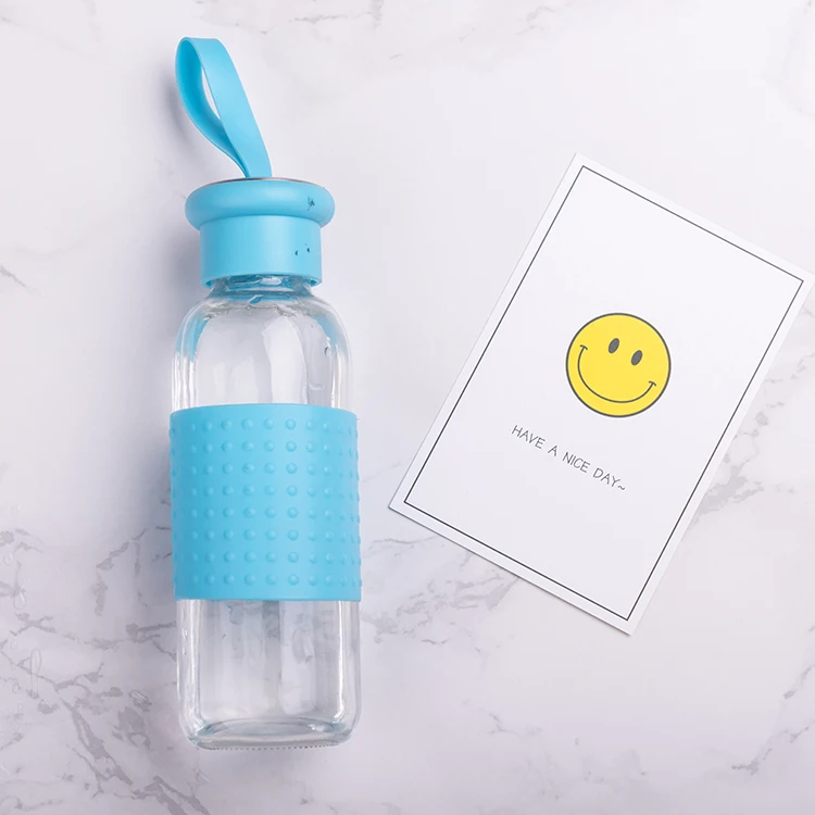380ML High Quality OEM Good Price Silicone Sleeve Glass Water Bottle
