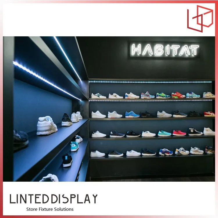 Wall Mounted Sport Shoes Display Rack With Led Buy Shoe Store Display