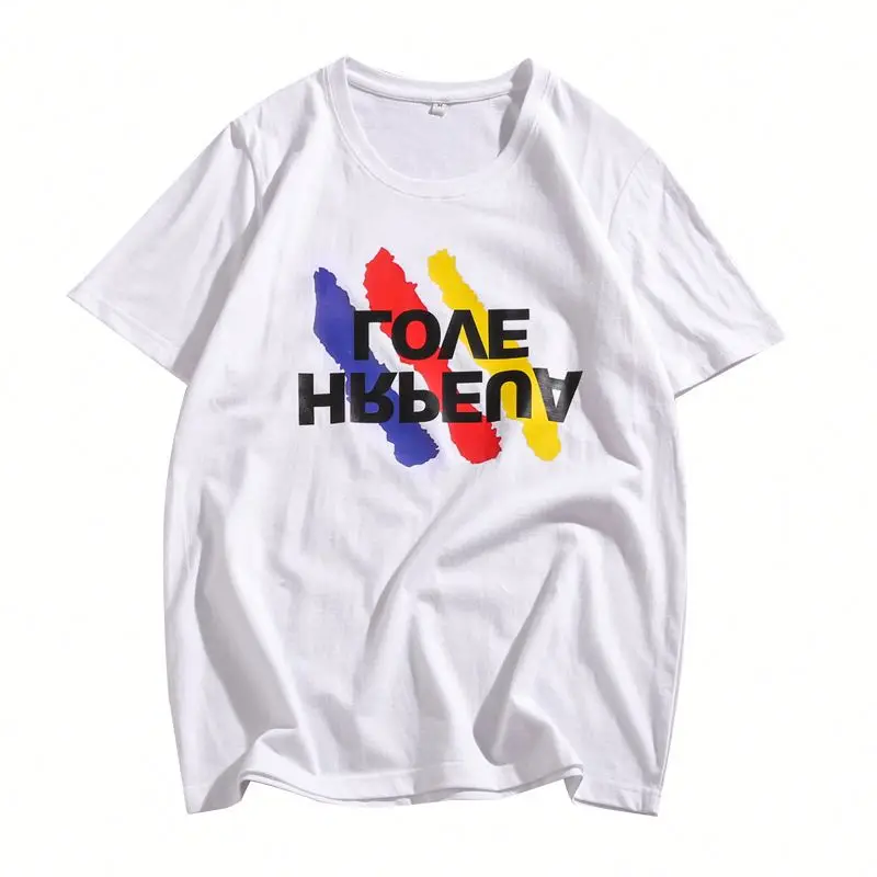 

Thin Cotton T Shirt Stylish Men Wide Neck Mens T-Shirt Embroidered Box Size, Multi colors