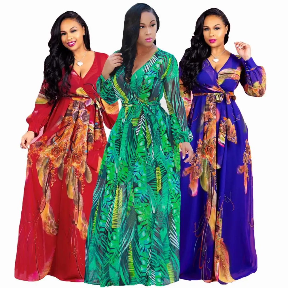 

Long Sleeve chiffon maxi dress bohemia dress plus size 2XL 3XL 4XL 5XL
