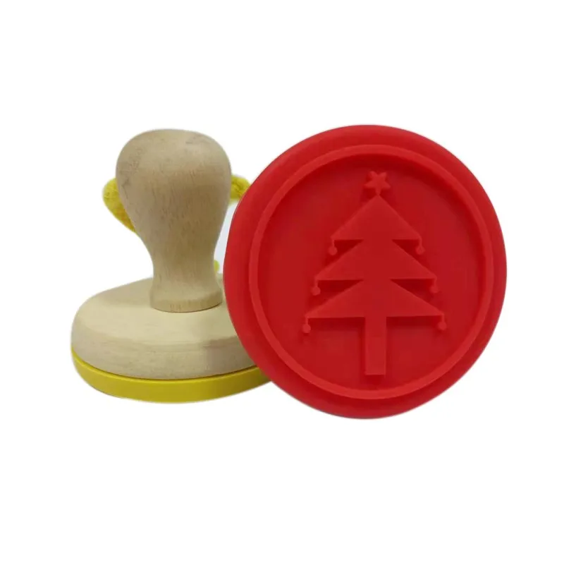 
Wholesale Custom Christmas Gift Silicone Stamp DIY wood handle silicone cookie stamp 