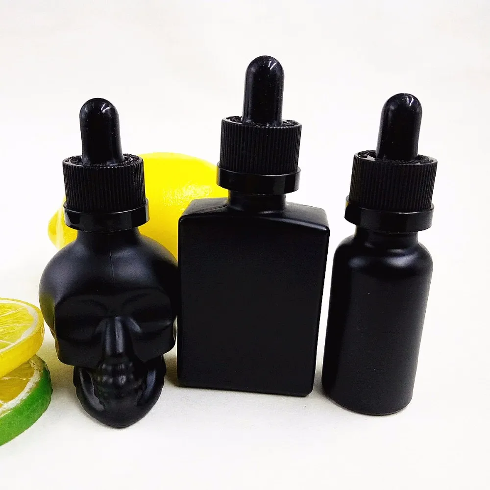 E Liquid Glass Dropper Bottle 15ml 30ml Matte Black Rectangle Square