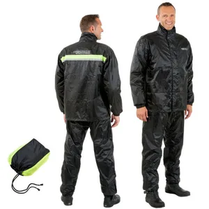 Image of waterproof windproof 2 piece Black Motorcycle Raincoat