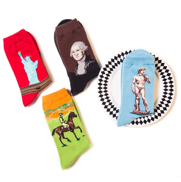 

Factory wholesale custom cotton flamingo cactus dress happy socks High Tube sock, N/a