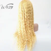 

Hot selling 100% virgin Myanmar hair 613 Blonde Deep wave Curly Transparent Swiss Lace full wig