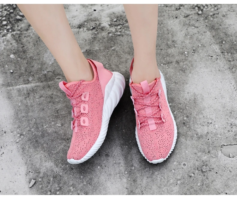 2018 hot sale breathable knitted upper womens tennis shoes