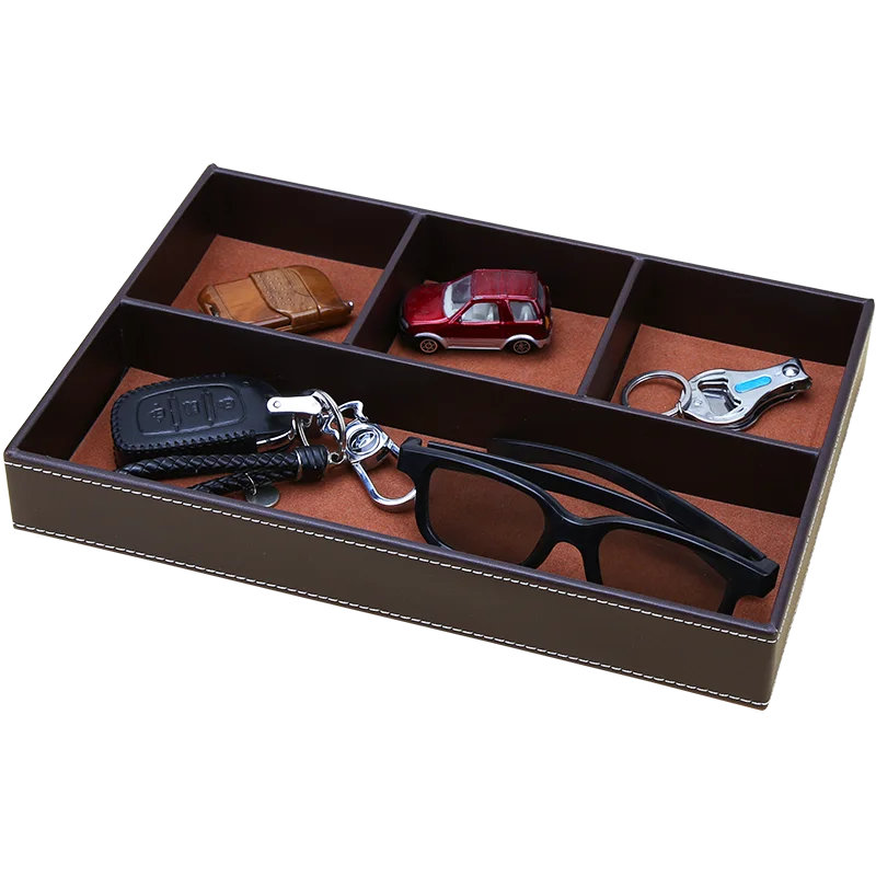 

Black Multifunction Leather Sundries Stationery Organizer Storage Case Box