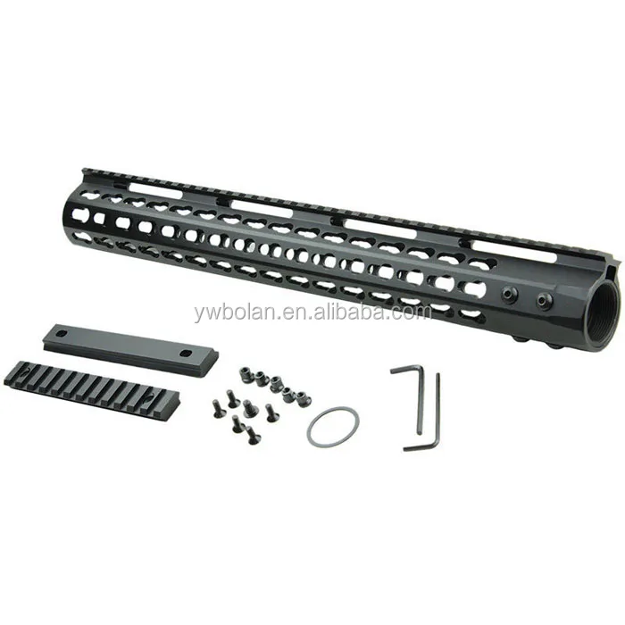 

Aluminium Alloy 15" Free Float Slim Keymod Handguard Quad Rail Mount Steel Barrel Nut, Black