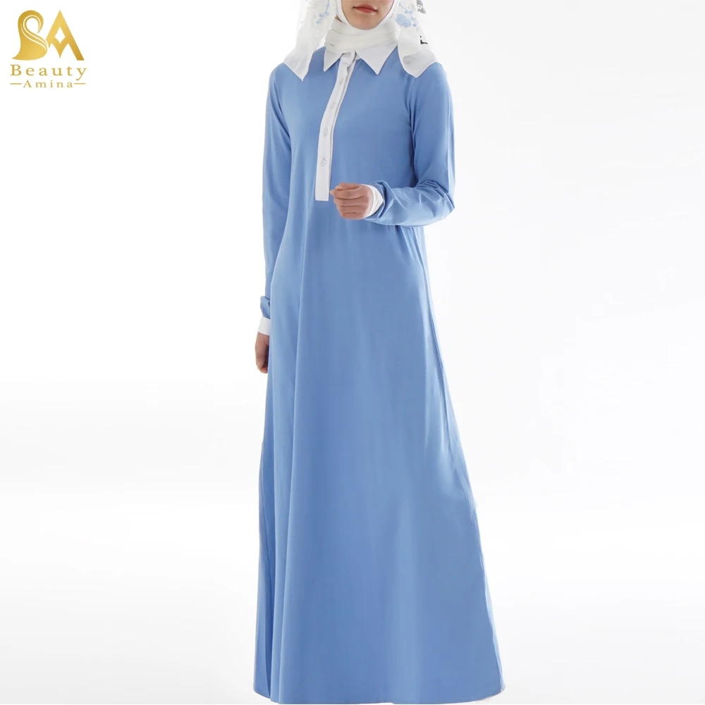 

2018 New woman long sleeve casual muslim clothing maix dress, Different color options