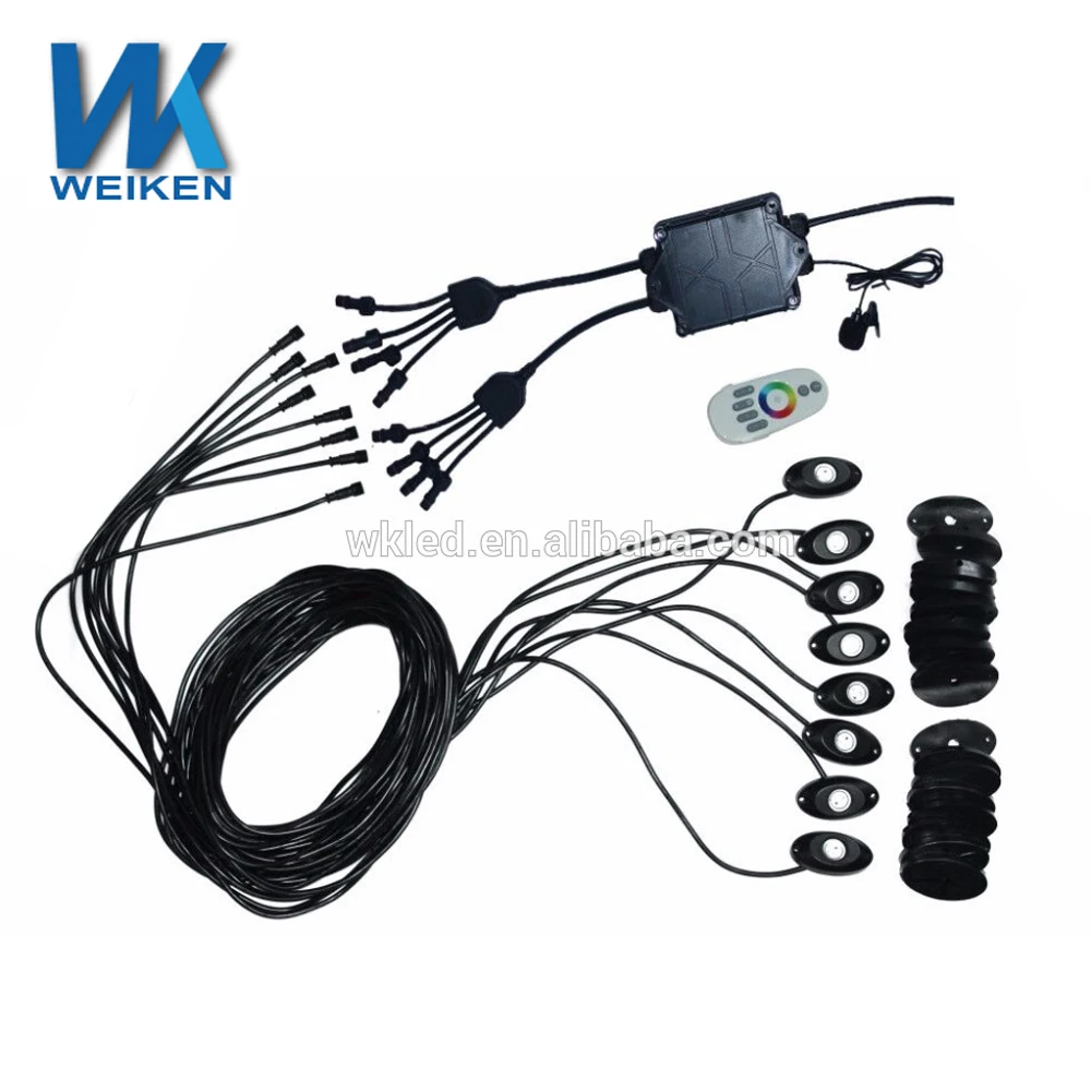 WEIKEN 8 Pods LED RGB Off-road Rock Lights Wireless Bluetooth Music Accent Car Truck SUV Boat led deck light